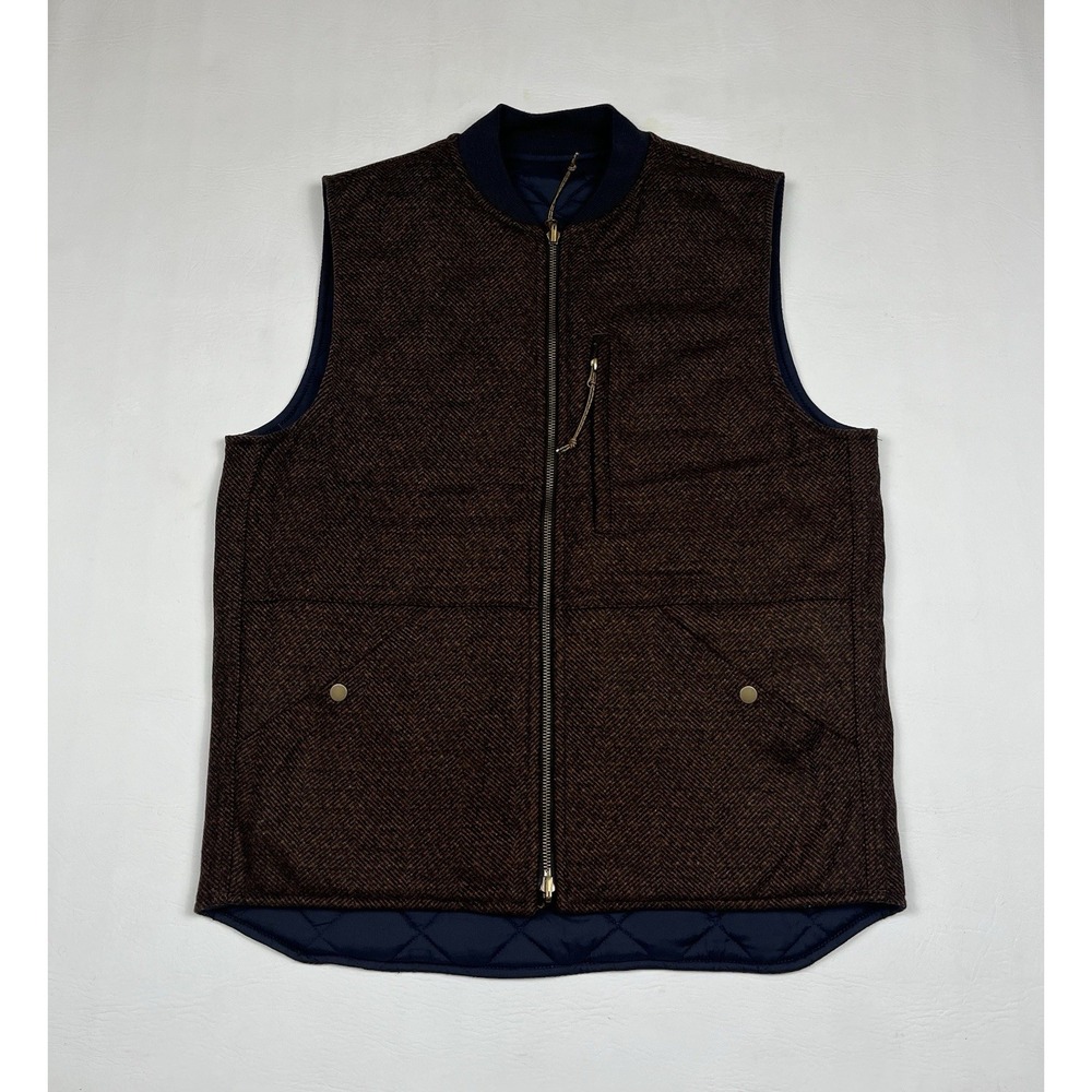 Bonobos Nova Fides Vest Mens Medium Brown Wool Quilted Reversible Harrington